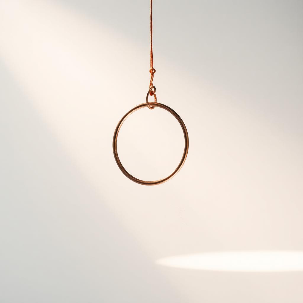 A copper ring suspended in light