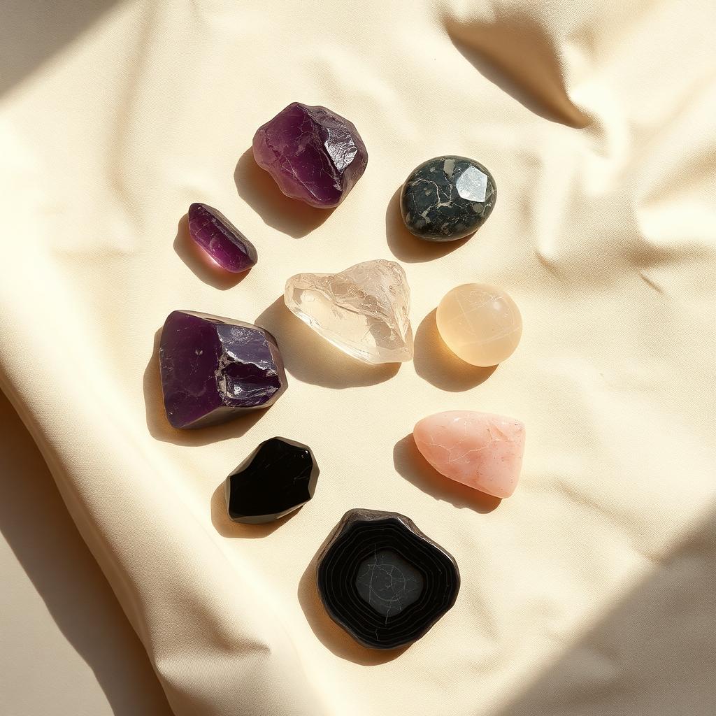A flatlay of natural stones